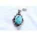 Handmade Pendant Nepal Temple 925 Sterling Silver Turquoise & Coral Gem Stones